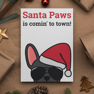 Père Noël Paws Carte Noir Français Bulldog