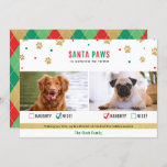 Père Noël Paws Naughty ou Nice Two Dog Carte photo<br><div class="desc">Mignonne "Père Noël Paws vient en ville" deux cartes photos de Noël pour chien avec des coches coquines ou jolies.</div>