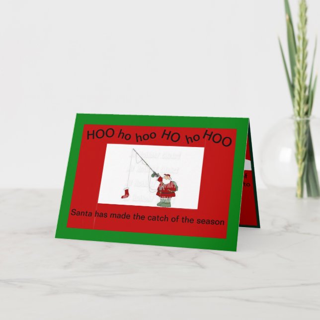 Père Noël pêchant sur une carte de Noël (Devant)