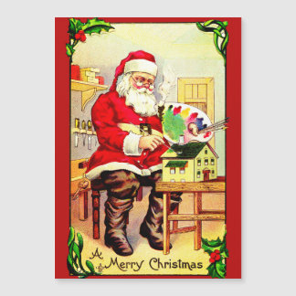 Père Noël peint une carte de vacances de maison de