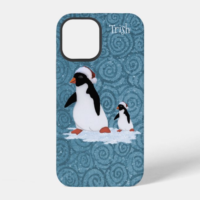 Père Noël Penguins iPhone 12 Coque (Verso)