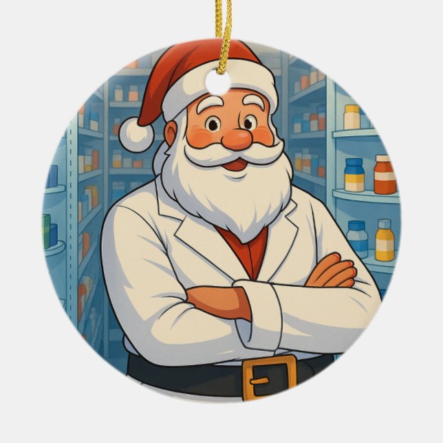 Père Noël personnalisé en pharmacien ornement (Devant)