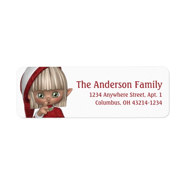 Père Noël Petit Helper Elf Étiquette de adresse de (Devant)