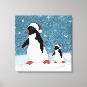 Père Noël Pingouins toile étirée Impression