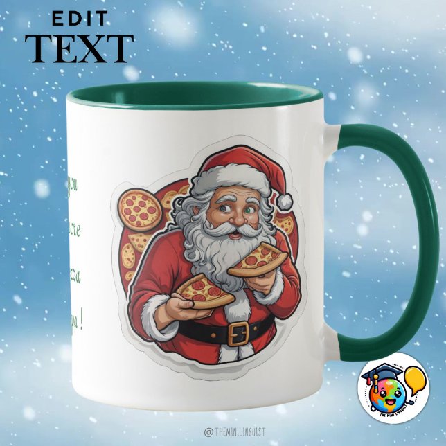 Père Noël Pizza Party Christmas Mug modifiable (Créateur téléchargé)