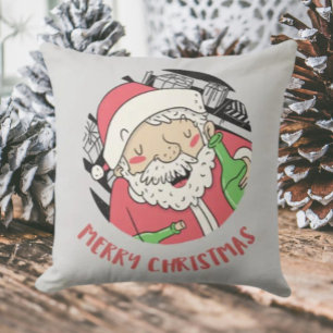 Père Noël pompette   Coussin de fête amusant