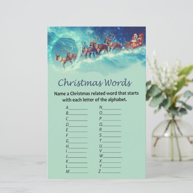 Père Noël rennes noël alphabet mots jeu (Debout devant)