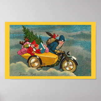 Père Noël Rides a Motorcycle - Poster