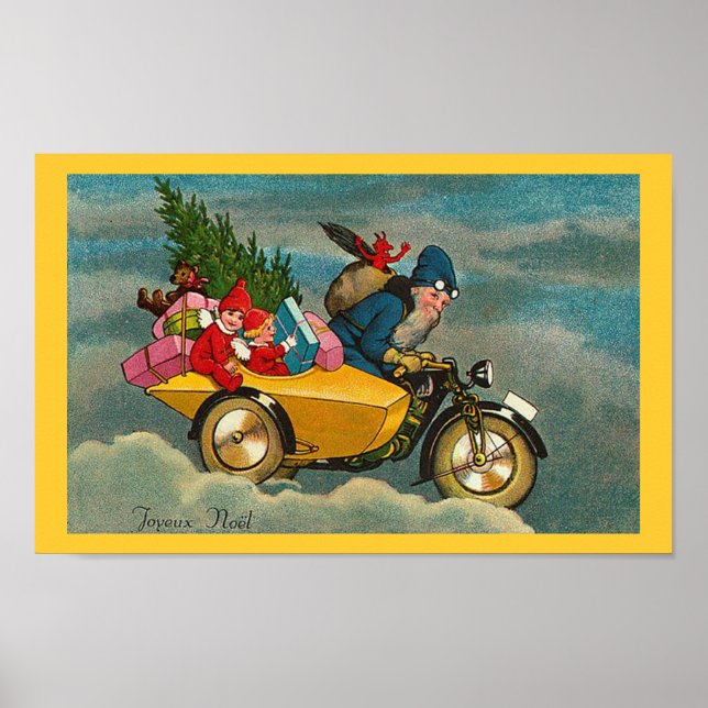 Père Noël Rides a Motorcycle - Poster (Devant)