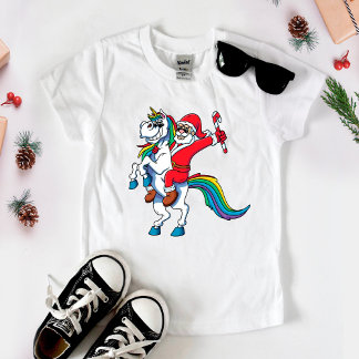Père Noël Riding Unicorn Tshirt - Noël Unicorn