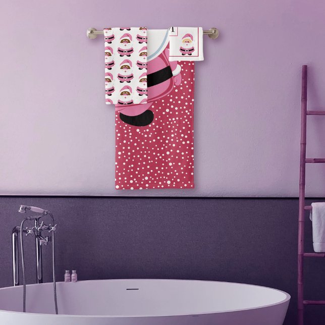 Père Noël rose, flocons de neige, Noël monogramme (Créateur téléchargé)