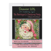 Père Noël Rose Vintage pour Invitation de Fête de