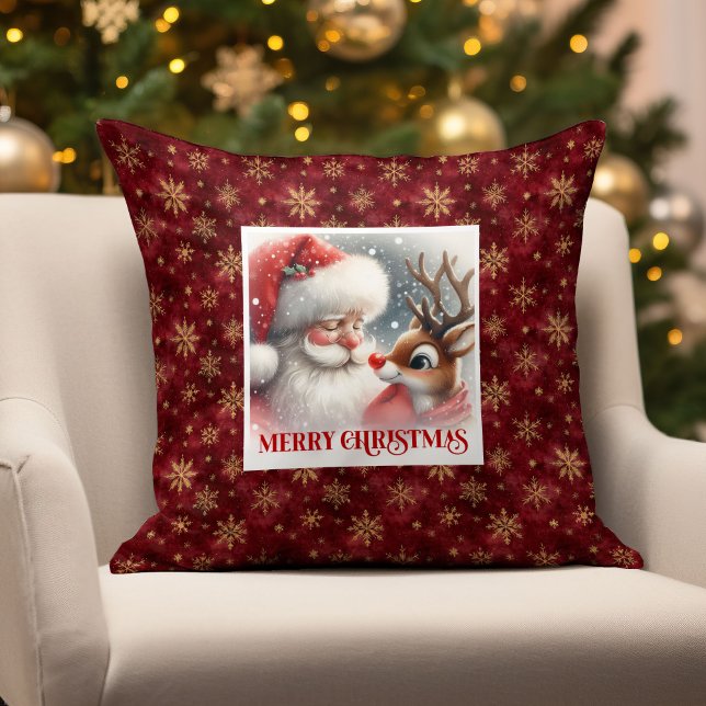 Père Noël Rudolph Coussin de décoration de vacance (Santa Claus Rudolph Holiday Throw Pillow Decoration

)