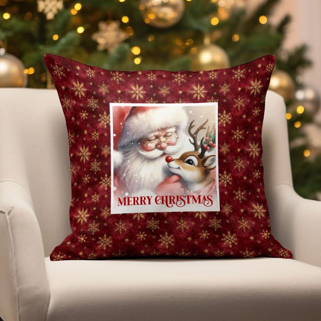 Père Noël Rudolph Coussin de Noël Accent Festif (Santa Claus Rudolph Christmas Pillow Festive Accent

)