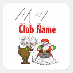 Père Noël & Rudolph Ham Radio Nom Tags Stickers
