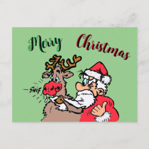 Père Noël & Rudolph Joyeux croûte de Noël. Carte p