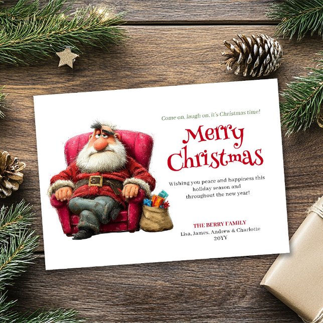 Père Noël sarcastique carte de Noël numérique modi (Snarky Santa digital editable Christmas greeting card)