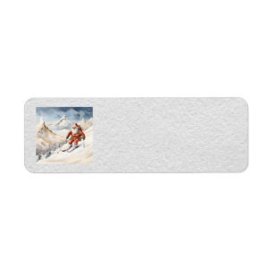Père Noël Skiing Étiquettes de adresse