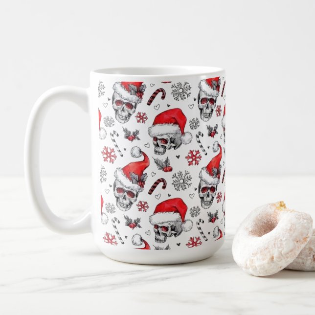 Père Noël Skuls et Sucre de canne Mug (Avec donut)