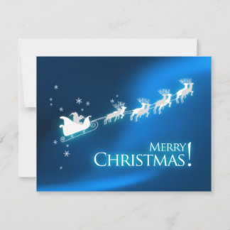 Père Noël Sleigh Blue Christmas Party invitation