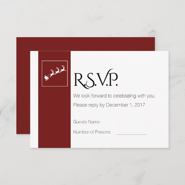 Père Noël Sleigh Noël Mariage Carte RSVP (Devant / Derrière)