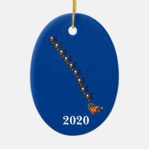 Père Noël Sleigh Reindeer avec Masques Ornement de