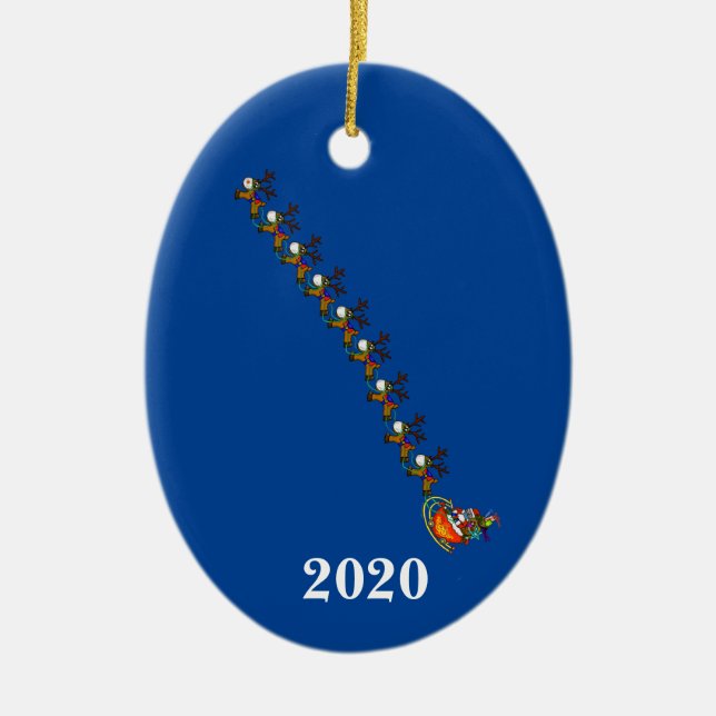 Père Noël Sleigh Reindeer avec Masques Ornement de (Devant)