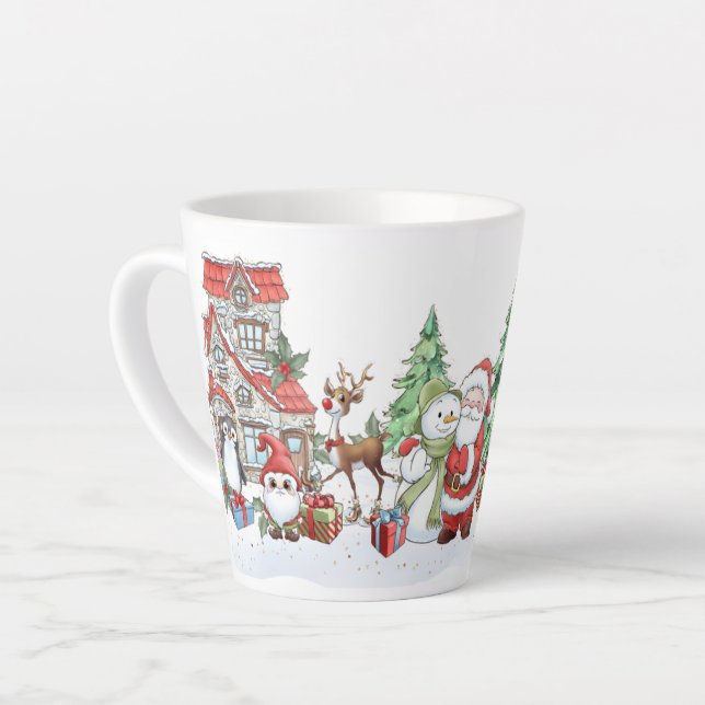 Père Noël Snowman Reindeer Christmas Latte Mug (Angle gauche)