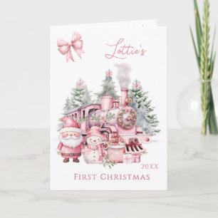 Père Noël Snowman Train de Noël Plié Carte de voeu