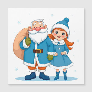 Père Noël souriant et jeune fille des neiges