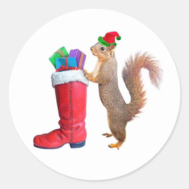 Père Noël Squirel avec Stickers Boot Rouge (Devant)