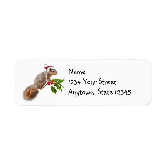 Père Noël Squirrel avec étiquettes d'adresse de re (Devant)