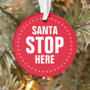 Père Noël Stop Here rouge & blanc mignon drôle Noë