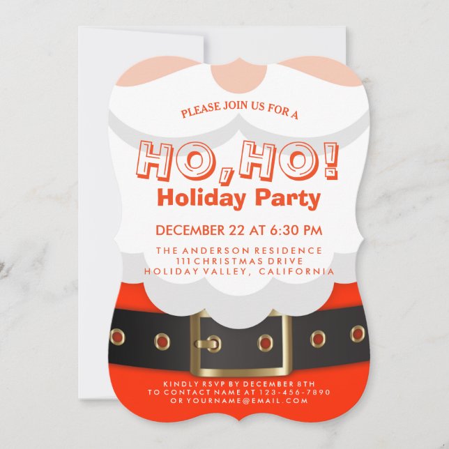 Père Noël Suit Noël Ho, Ho, Invitation de fête de  (Devant)