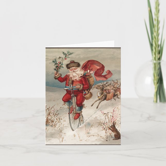 Père Noël sur des cartes pour notes de bicyclette (Devant)