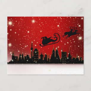 Père Noël sur la carte postale de la ville