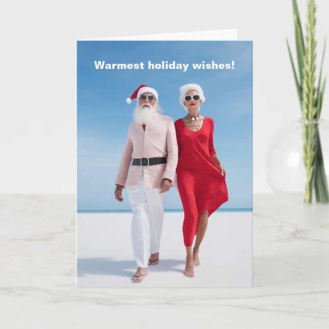 Père Noël sur la plage Carte de vacances (Devant)