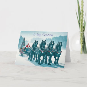 Père Noël sur le chemin Carte de Noël