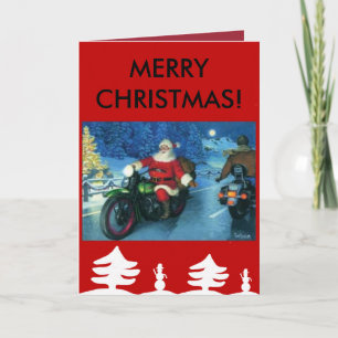 Père Noël sur une carte de Noël de Harley