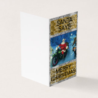 Père Noël sur une carte de Noël moto
