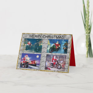 père Noël sur une carte de Noël moto