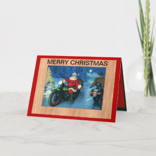 père Noël sur une carte de Noël moto