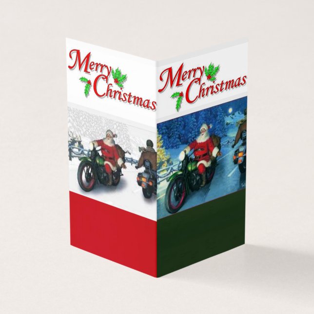 Père Noël sur une carte de Noël moto (Outside)