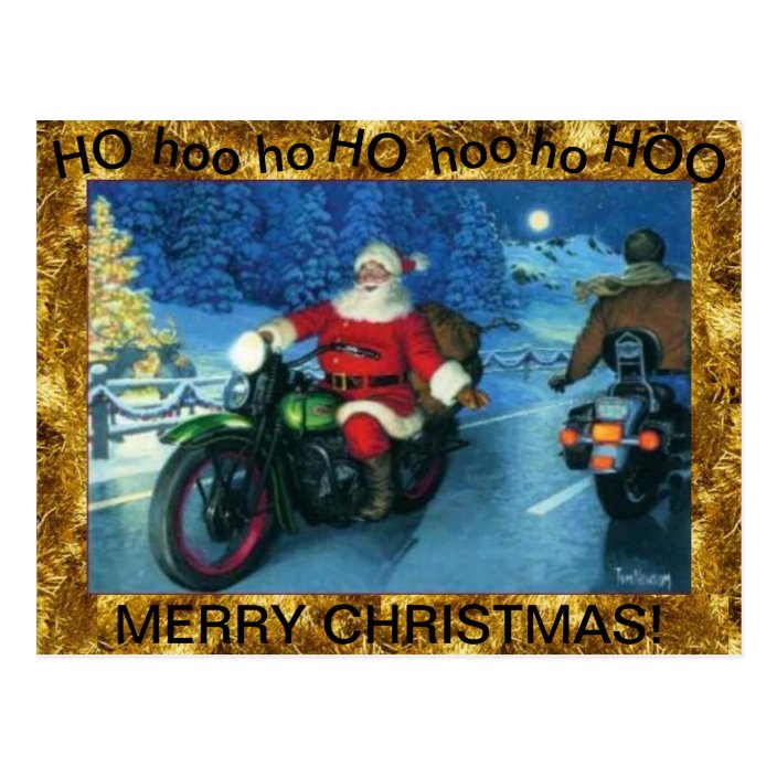 Père Noël sur une carte postale de moto | Zazzle.fr