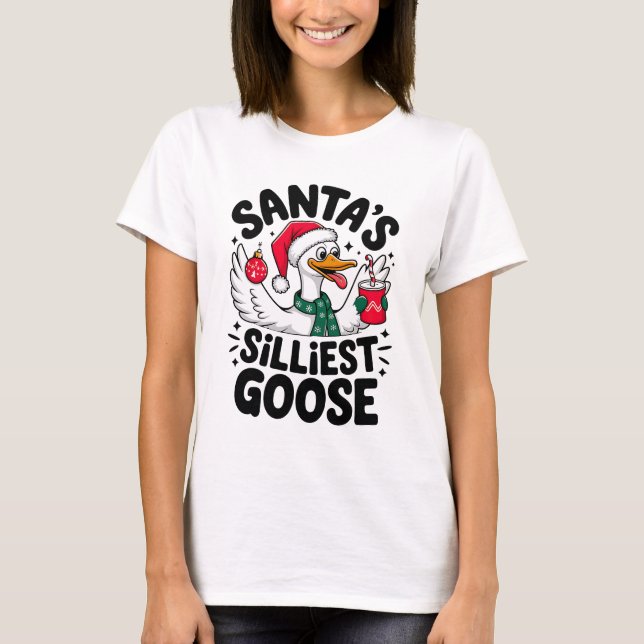 Père Noël - T-shirt de l'Humour de Noël de l'oie l (Devant)