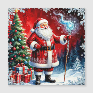 Père Noël tenant un bâton magique