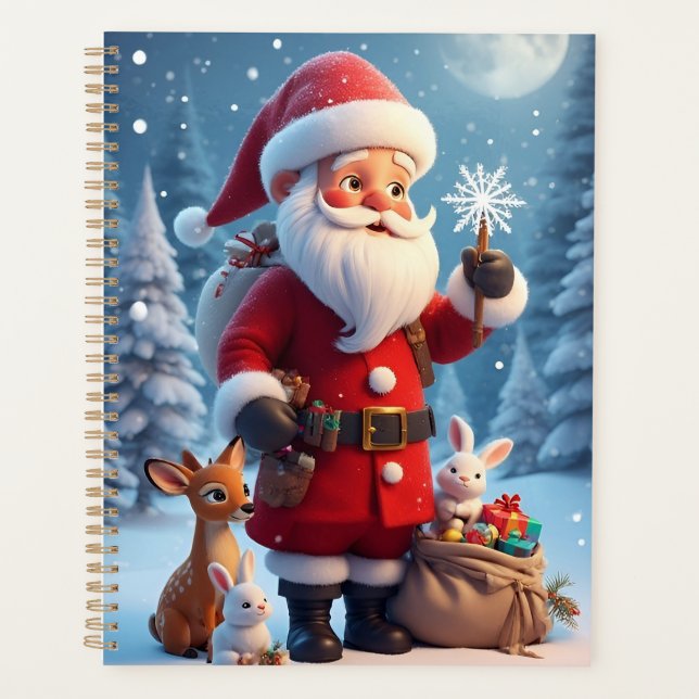 Père Noël tenant un flocon de neige scène de Noël (Devant)