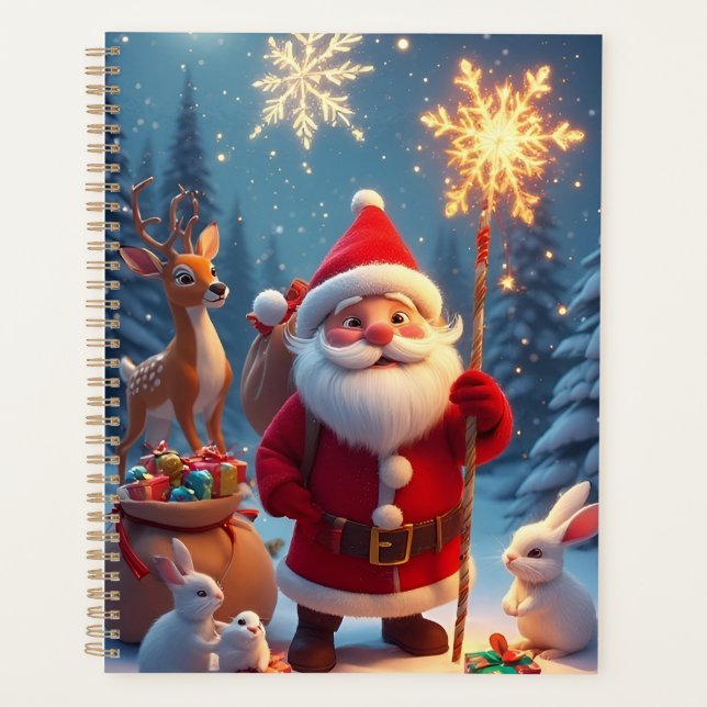 Père Noël tenant un flocon de neige scène de Noël (Devant)