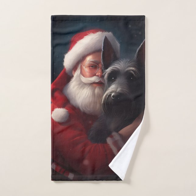 Père Noël Terrier Écossais Noël Festif (Serviette à main)
