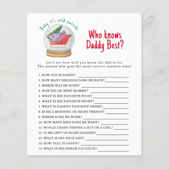 Père Noël traîneau - Jeu Qui connaît mieux Daddy (Devant)